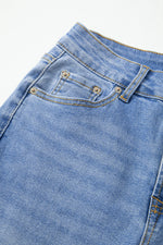 Load image into Gallery viewer, Dusk Blue Raw Hem Unique Cuffs Straight High Rise Loose Jeans
