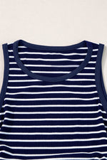 Load image into Gallery viewer, Black Stripe Contrast Round Neck Sleeveless Slim Top - Fashion Queen

