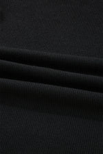 Load image into Gallery viewer, Black Ribbed Knit Cold Shoulder Sweater - Fashion Queen -  12
