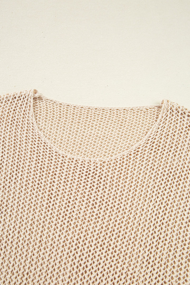 Coral Crochet Hollow-out Jumper Top Sweater - Fashion Queen -  27