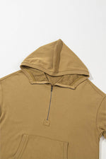 Load image into Gallery viewer, Light Grey Solid Kangaroo Pocket Half Zipper Oversized Hoodie - Fashion Queen
