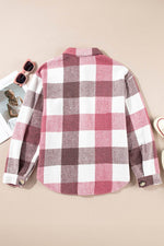 Load image into Gallery viewer, Khaki Plaid Color Block Buttoned Long Sleeve Jacket with Pocket - Fashion Queen
