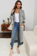 Load image into Gallery viewer, Gray Textured Knit Pocketed Duster Cardigan
