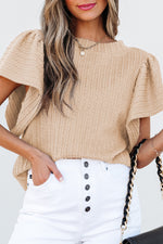 Load image into Gallery viewer, Sleet Solid Color Textured Flutter Sleeve Top
