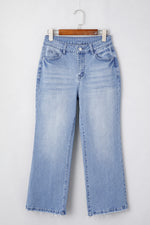 Load image into Gallery viewer, Carbon Grey Mineral Wash Raw Hem High Waist Flared Jeans
