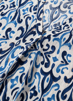 Load image into Gallery viewer, Sky Blue Boho Abstract Print Pintuck Detail Ruffled Top
