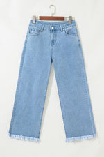 Load image into Gallery viewer, Peach Blossom Acid Washed High Rise Cropped Wide Leg Jeans
