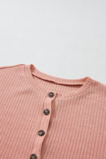 Load image into Gallery viewer, Pale Khaki Rib Textured Henley Knit Top - Fashion Queen
