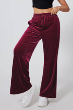 Load image into Gallery viewer, Black Solid Drawstring Waist Wide Leg Pants - Fashion Queen
