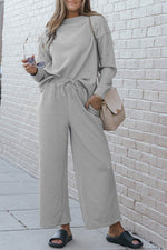 Load image into Gallery viewer, White Ultra Loose Textured 2pcs Slouchy Outfit - Fashion Queen
