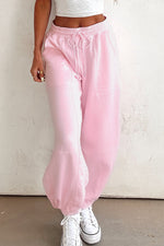 Load image into Gallery viewer, Lilac Drawstring Waist Patchwork Solid Color Jogger Pants
