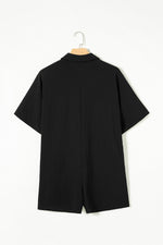 Load image into Gallery viewer, Black Half Button Collared Loose Romper
