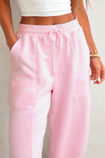 Load image into Gallery viewer, Lilac Drawstring Waist Patchwork Solid Color Jogger Pants
