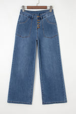 Load image into Gallery viewer, Ashleigh Blue Multi Buttons High Waist Wide Leg Jeans With Pockets
