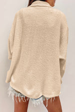 Load image into Gallery viewer, Apricot Solid Color Corduroy Buttoned Long Sleeve Shacket
