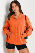 Load image into Gallery viewer, Light Grey Solid Kangaroo Pocket Half Zipper Oversized Hoodie - Fashion Queen
