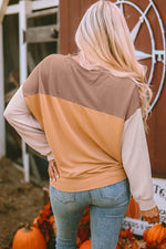 Load image into Gallery viewer, Multicolor Color Block Long Sleeve Ribbed Loose Top - Fashion Queen -  24
