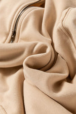 Load image into Gallery viewer, Light Grey Solid Kangaroo Pocket Half Zipper Oversized Hoodie - Fashion Queen
