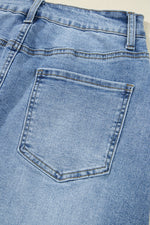 Load image into Gallery viewer, Myosotis Irregular Distressed Bottom Denim Midi Skirt
