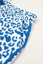 Load image into Gallery viewer, Pink Leopard Elastic Waist Lace up Contrast Trim Casual Shorts
