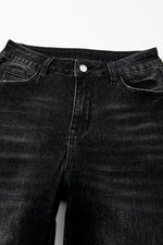 Load image into Gallery viewer, Carbon Grey Mineral Wash Raw Hem High Waist Flared Jeans
