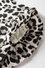 Load image into Gallery viewer, Pink Leopard Print Elasticated V Neck 3/4 Puff Sleeve Dress - Fashion Queen
