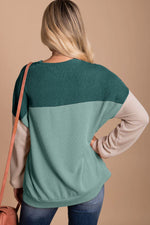 Load image into Gallery viewer, Multicolor Color Block Long Sleeve Ribbed Loose Top - Fashion Queen -  6

