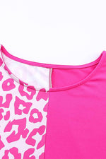 Load image into Gallery viewer, Black Half Leopard Patchwork Short Sleeves Top - Fashion Queen

