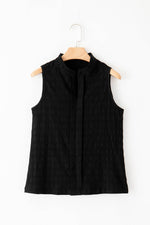 Load image into Gallery viewer, Light French Beige Lattice Textured Split Neck Tank Top - Fashion Queen

