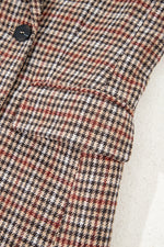 Load image into Gallery viewer, Brown Houndstooth Lapel Collar Blazer
