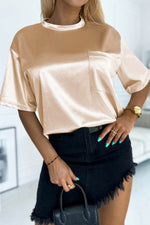 Load image into Gallery viewer, Apricot Chest Pocket Loose Fit T Shirt - Fashion Queen -  11
