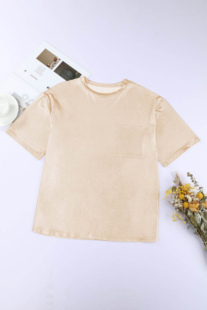 Apricot Chest Pocket Loose Fit T Shirt - Fashion Queen -  13
