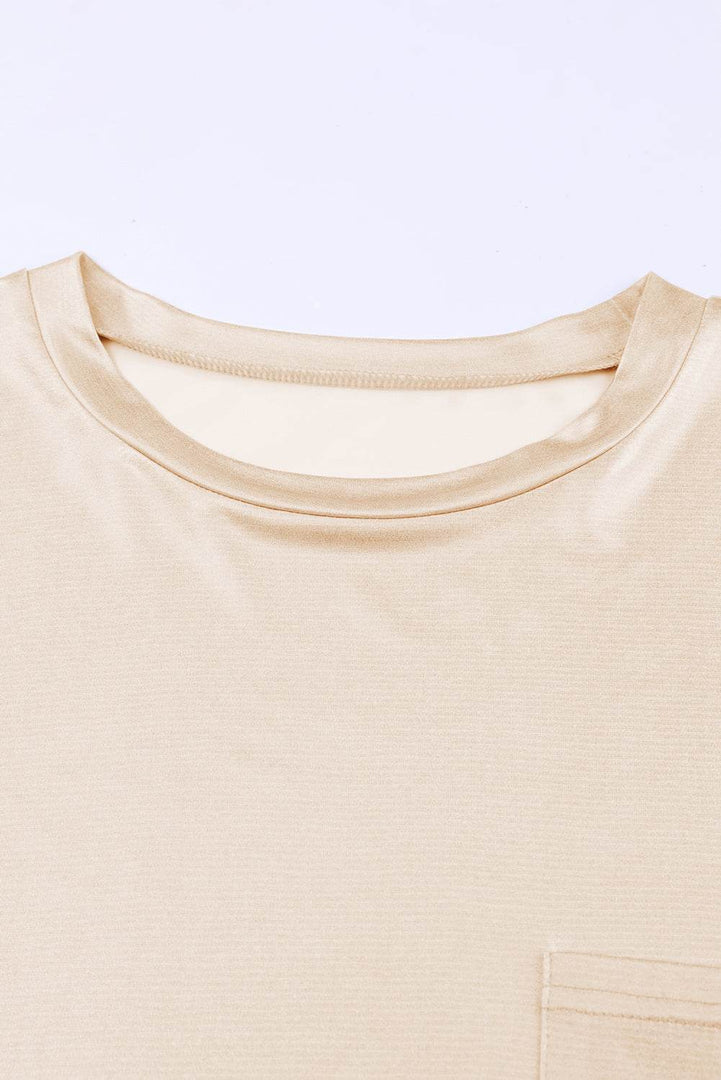 Apricot Chest Pocket Loose Fit T Shirt - Fashion Queen -  15
