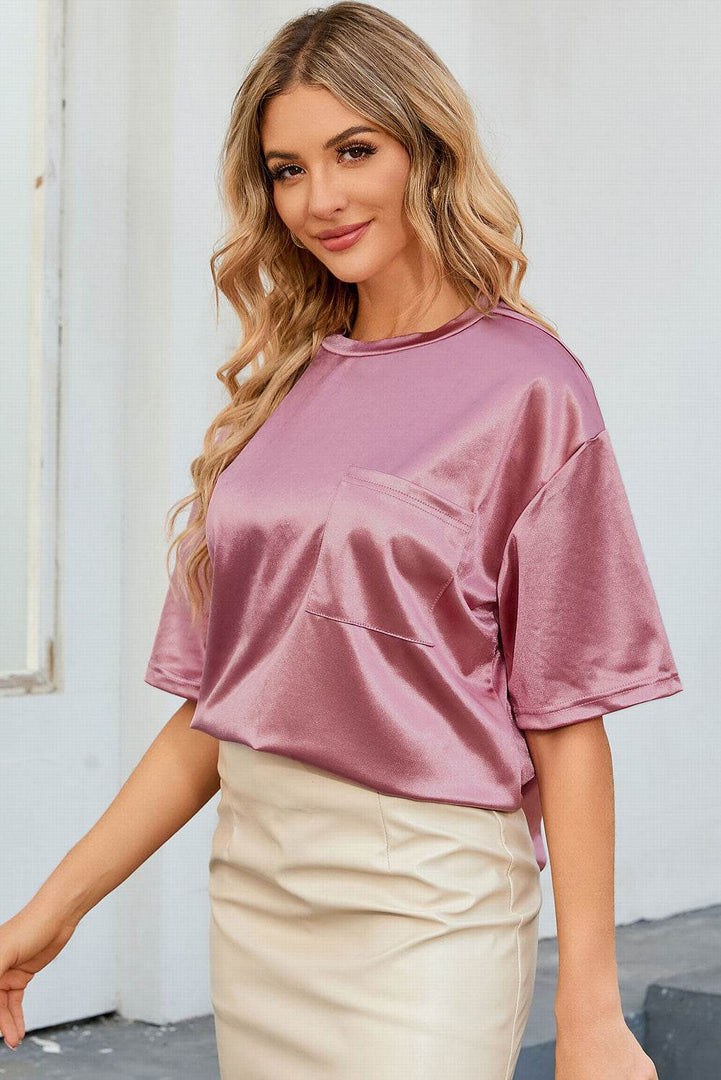 Apricot Chest Pocket Loose Fit T Shirt - Fashion Queen -  25
