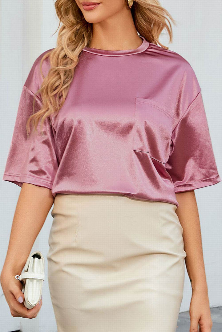 Apricot Chest Pocket Loose Fit T Shirt - Fashion Queen -  27