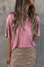 Load image into Gallery viewer, Apricot Chest Pocket Loose Fit T Shirt - Fashion Queen -  4
