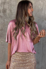Load image into Gallery viewer, Apricot Chest Pocket Loose Fit T Shirt - Fashion Queen -  6
