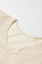 Load image into Gallery viewer, Apricot Crinkle Textured V Neck Flutter Sleeve Top - Fashion Queen -  6
