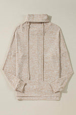 Load image into Gallery viewer, Apricot Drawstring Cowl High Neck Long Sleeve Split Top - Fashion Queen -  4
