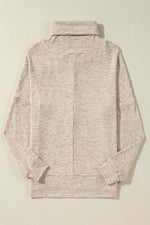 Load image into Gallery viewer, Apricot Drawstring Cowl High Neck Long Sleeve Split Top - Fashion Queen -  5
