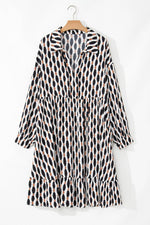 Load image into Gallery viewer, Apricot Geometric Print Collared V Neck Plus Size Mini Dress - Fashion Queen -  13
