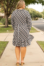 Load image into Gallery viewer, Apricot Geometric Print Collared V Neck Plus Size Mini Dress - Fashion Queen -  2

