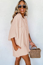 Load image into Gallery viewer, Apricot Half Button Collared Loose Romper - Fashion Queen -  3
