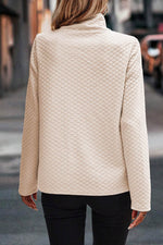 Load image into Gallery viewer, Apricot High Neck Kangaroo Pocket Quilted Sweatshirt - Fashion Queen -  2
