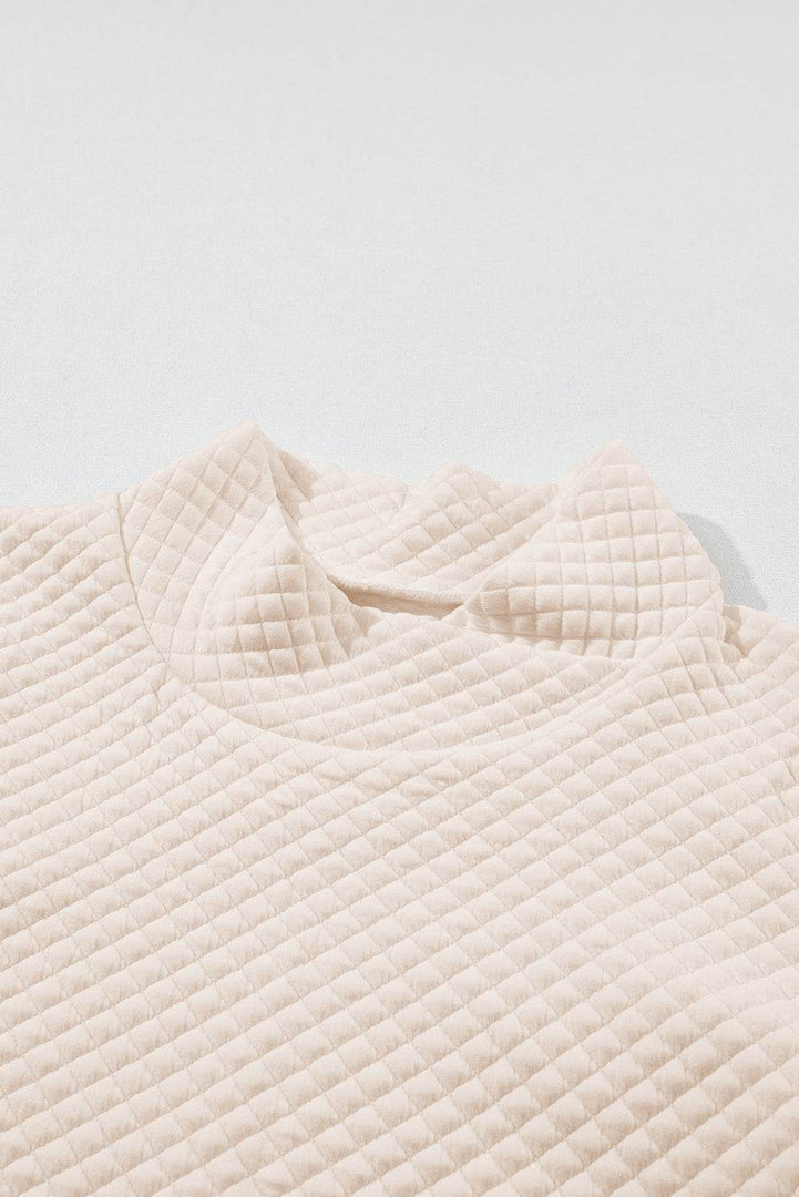 Apricot High Neck Kangaroo Pocket Quilted Sweatshirt - Fashion Queen -  6