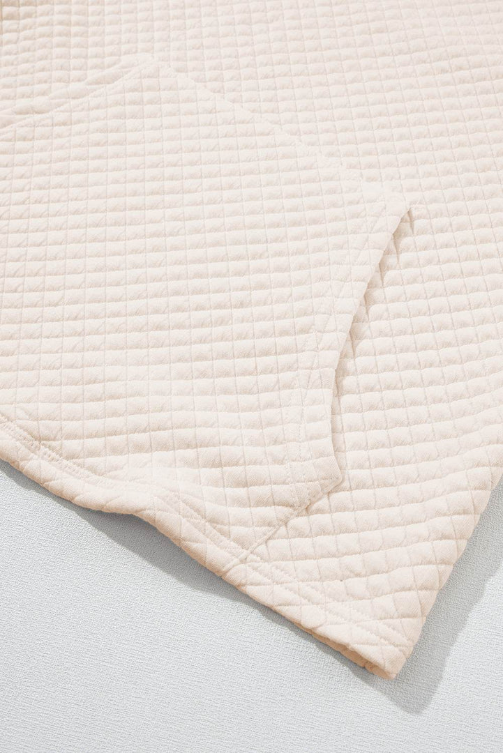 Apricot High Neck Kangaroo Pocket Quilted Sweatshirt - Fashion Queen -  7