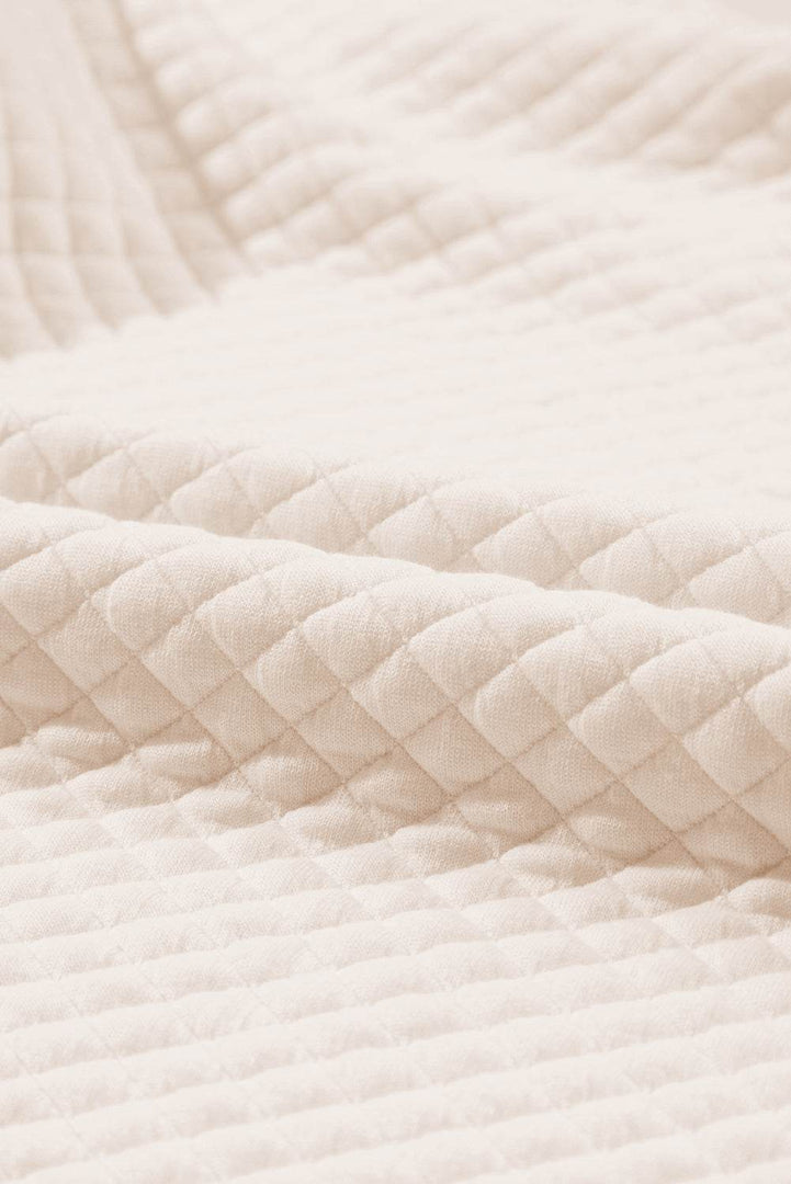 Apricot High Neck Kangaroo Pocket Quilted Sweatshirt - Fashion Queen -  9