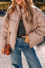 Load image into Gallery viewer, Apricot Pink Full Zipper Quilted Puffer Jacket - Fashion Queen -  1
