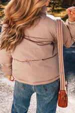 Load image into Gallery viewer, Apricot Pink Full Zipper Quilted Puffer Jacket - Fashion Queen -  2
