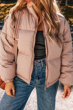 Load image into Gallery viewer, Apricot Pink Full Zipper Quilted Puffer Jacket - Fashion Queen -  4
